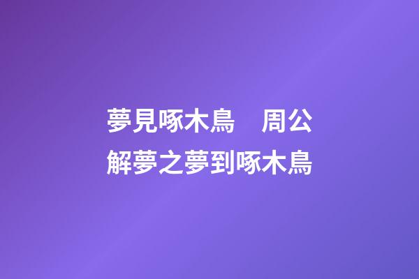 夢見啄木鳥　周公解夢之夢到啄木鳥